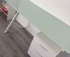 white glass desk