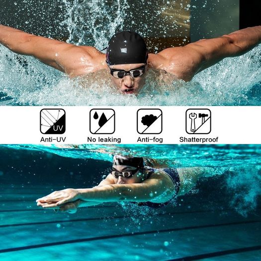 Swimming Goggles Adult Mens Children - Mirror Swim Goggles Anti Fog with UV Protection No Leaking with Nose Clip and Earplugs, Designed for Mens Womens Kids
