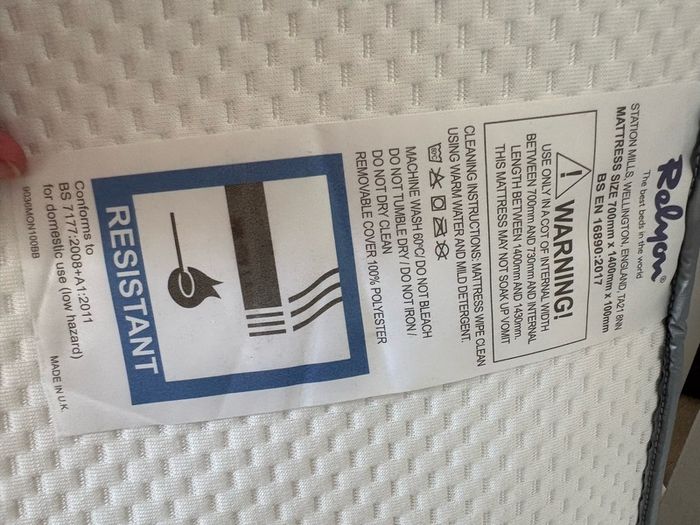 Obaby Nika Cot Bed in Grey Wash/White & Reylon Mattress