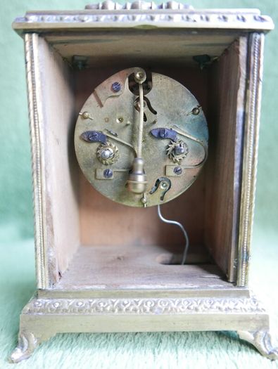 Antique French  Travel Pendulum Clock, Decorated with Flowers, with an Enameled Dial. Grand Prix de L'Horlogerie 1878 (WORKS WELL)