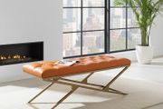 Luxury Eco Leather  Bench with Gold Frame  Handmade, 100x40x50 cm