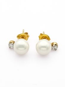 925 Silver Faux Pearl Cubic Zirconia Stud Earrings