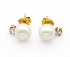 925 Silver Faux Pearl Cubic Zirconia Stud Earrings