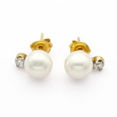 925 Silver Faux Pearl Cubic Zirconia Stud Earrings