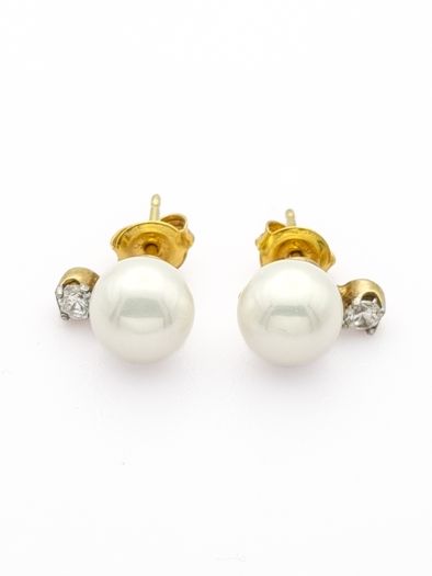 925 Silver Faux Pearl Cubic Zirconia Stud Earrings