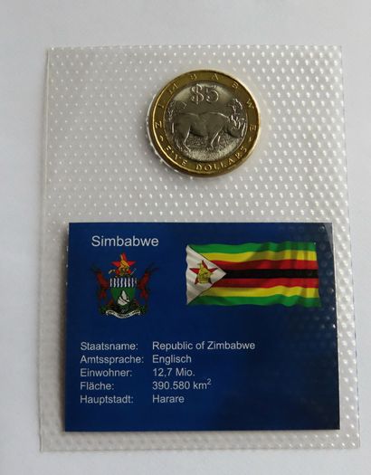 Zimbabwe Bimetallic Black Rhino collector coin | 5 Dolllars 2002 BUNC