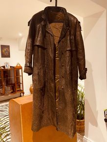 Vintage German Leather Trench Long Jacket Coat by Norma