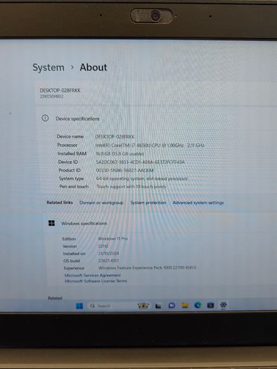 Lenovo ThinkPad X280 i7-8650U Quad 1.90GHz 16GB RAM 256GB SSD Windows 11 Pro 12.5" HDMI (Touch Screen)