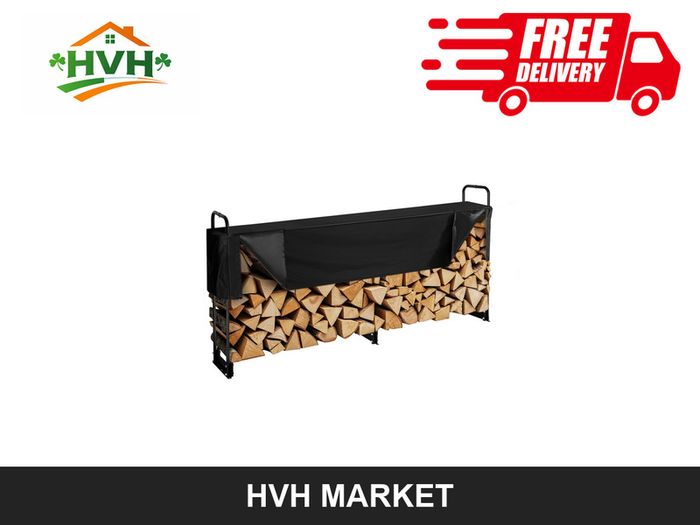 2.4m Firewood Rack with Waterproof Cover