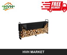 2.4m Firewood Rack with Waterproof Cover