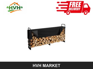 2.4m Firewood Rack with Waterproof Cover