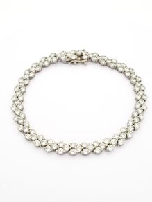 Signed Thai Silver Cubic Zirconia Tennis Bracelet