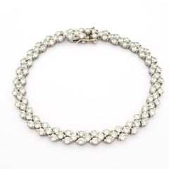 Signed Thai Silver Cubic Zirconia Tennis Bracelet