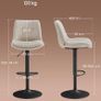 Bar Stools Set of 2 Bar Chairs Height Adjustable Swivel Kitchen Stools with Backrest and Footrest Dining Counter Steel Cream White Image 2