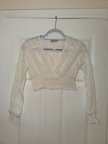Eight Paris Broderie Anglaise Crop Top in White - size small