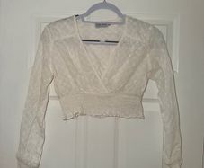 Eight Paris Broderie Anglaise Crop Top in White - size small