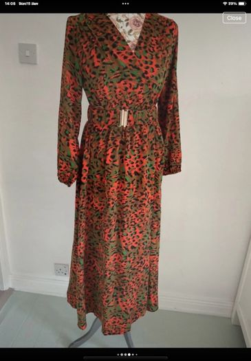 dress Bnwt wrap effect midi dress JS Millennium dress khaki & orange animal print