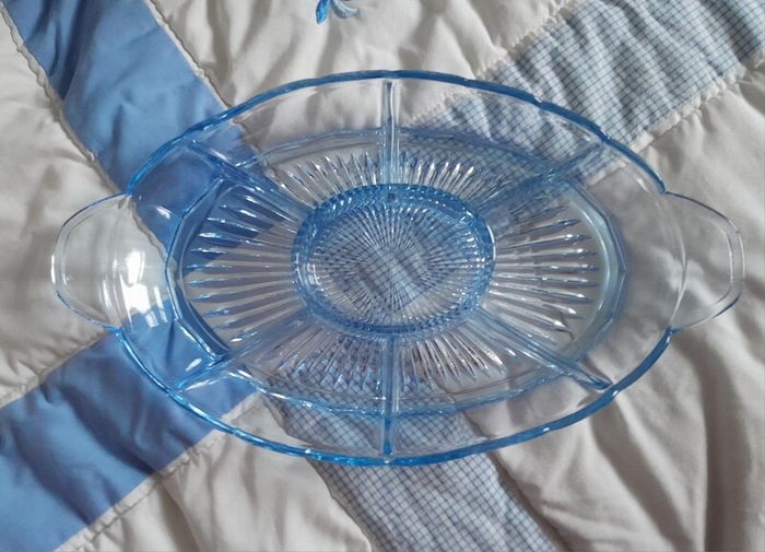 Vintage - Blue Glass - Divided Dish