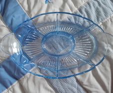 Vintage - Blue Glass - Divided Dish