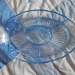 Vintage - Blue Glass - Divided Dish