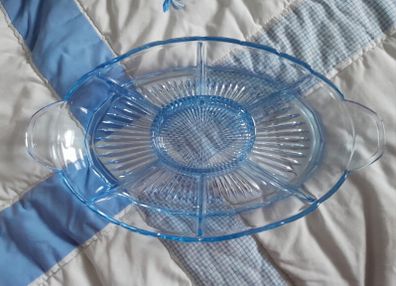 Vintage - Blue Glass - Divided Dish