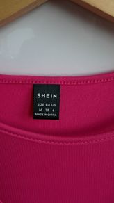 SHEIN Hot Pink Mesh Insert Long Sleeve Top - Size M