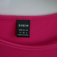 SHEIN Hot Pink Mesh Insert Long Sleeve Top - Size M