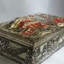 Art Deco Japanese Silver Plated Bakelite Jewelry Music Box Dragons Foo Dog 1920s Image 5