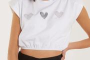 Glitter Heart Crop Top, PINK Vanilla, Size 10