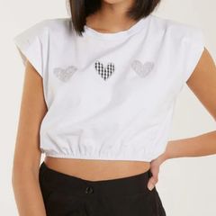 Glitter Heart Crop Top, PINK Vanilla, Size 10