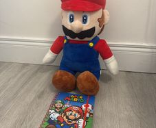Large Super Mario plush and Notebook