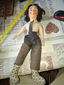 Antique Papier-Mache Character Doll, likely dating from the 1920s to 1940s
