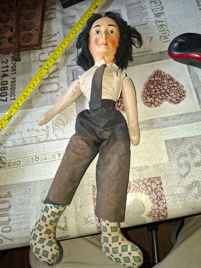 Antique Papier-Mache Character Doll, likely dating from the 1920s to 1940s