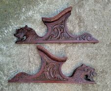 Antique pair of mahogany wood carvings