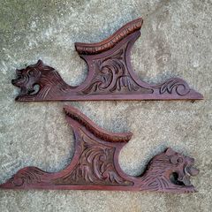 Antique pair of mahogany wood carvings