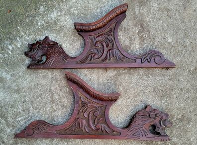 Antique pair of mahogany wood carvings
