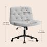 Mid-Back Cross-legged Desk Chair, Vanity Chair Dressing Table With Armless Seat for Home Office, Living Room, Bedroom(Grey) Image 2