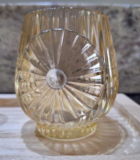 Decorative glasstealight holders on  wooden base