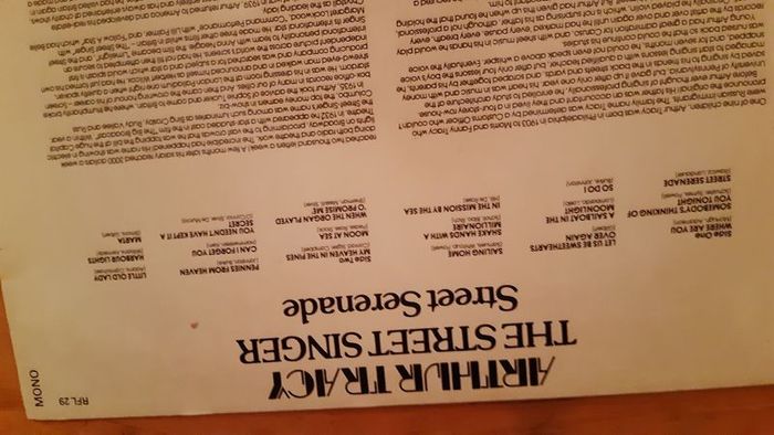 Arthur Tracy LP Vinyl Record Collection