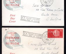 1963 Ireland Freedom From Hunger Commemorative Stamps Pair of Illustrated First Day Covers (FDC)