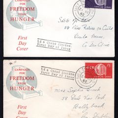 1963 Ireland Freedom From Hunger Commemorative Stamps Pair of Illustrated First Day Covers (FDC)
