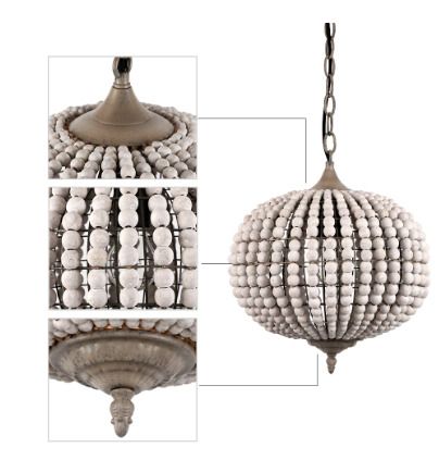 BRAND NEW Vintage country ball nature wooden bead pendant lights 220V led hanging lamp