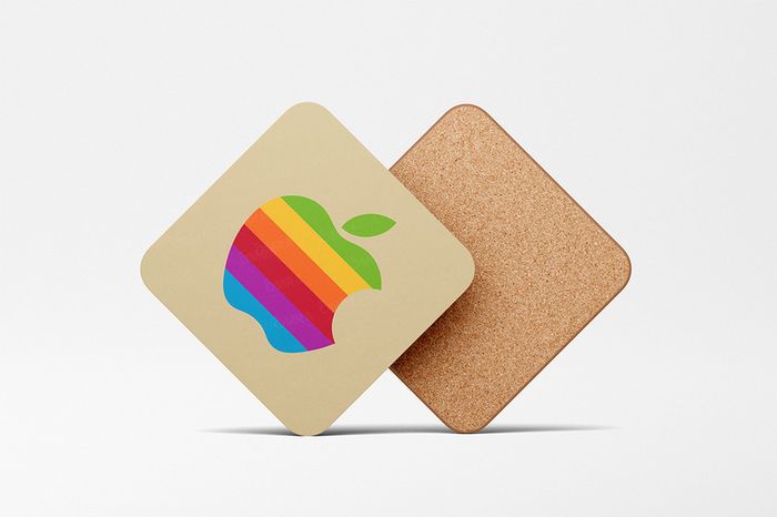 Apple Rainbow Retro Style Coaster