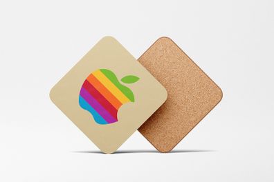 Apple Rainbow Retro Style Coaster