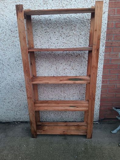 wooden shelves