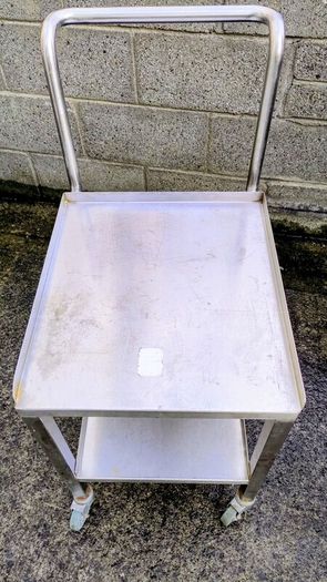 Stainless Steel 2 Tier Table On Caster Wheels With Handle