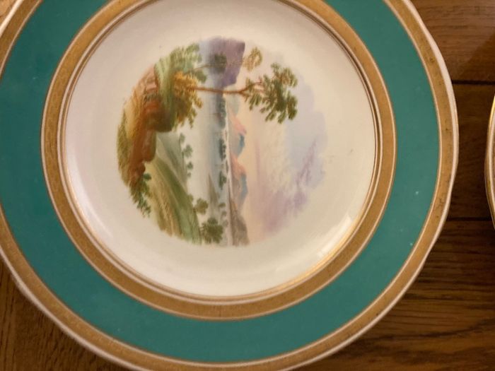 Price drop hand painted  Irish scenes of Ireland vintage  Rare set of Victorian hand painted dessert plates Irish landscape scenes
