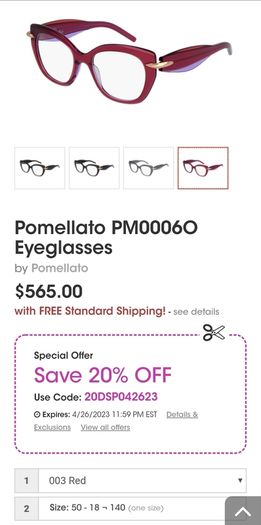 Pomellato Cat Eye Optical Frames