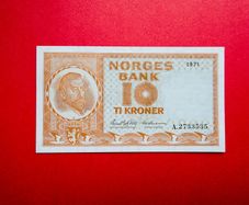 NORWAY  10 Kroner  1971  . Pick  31  ( Uncirculated )