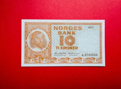 NORWAY  10 Kroner  1971  . Pick  31  ( Uncirculated )